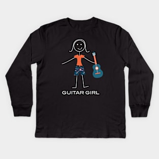 Funny Womens Guitar Girl Kids Long Sleeve T-Shirt